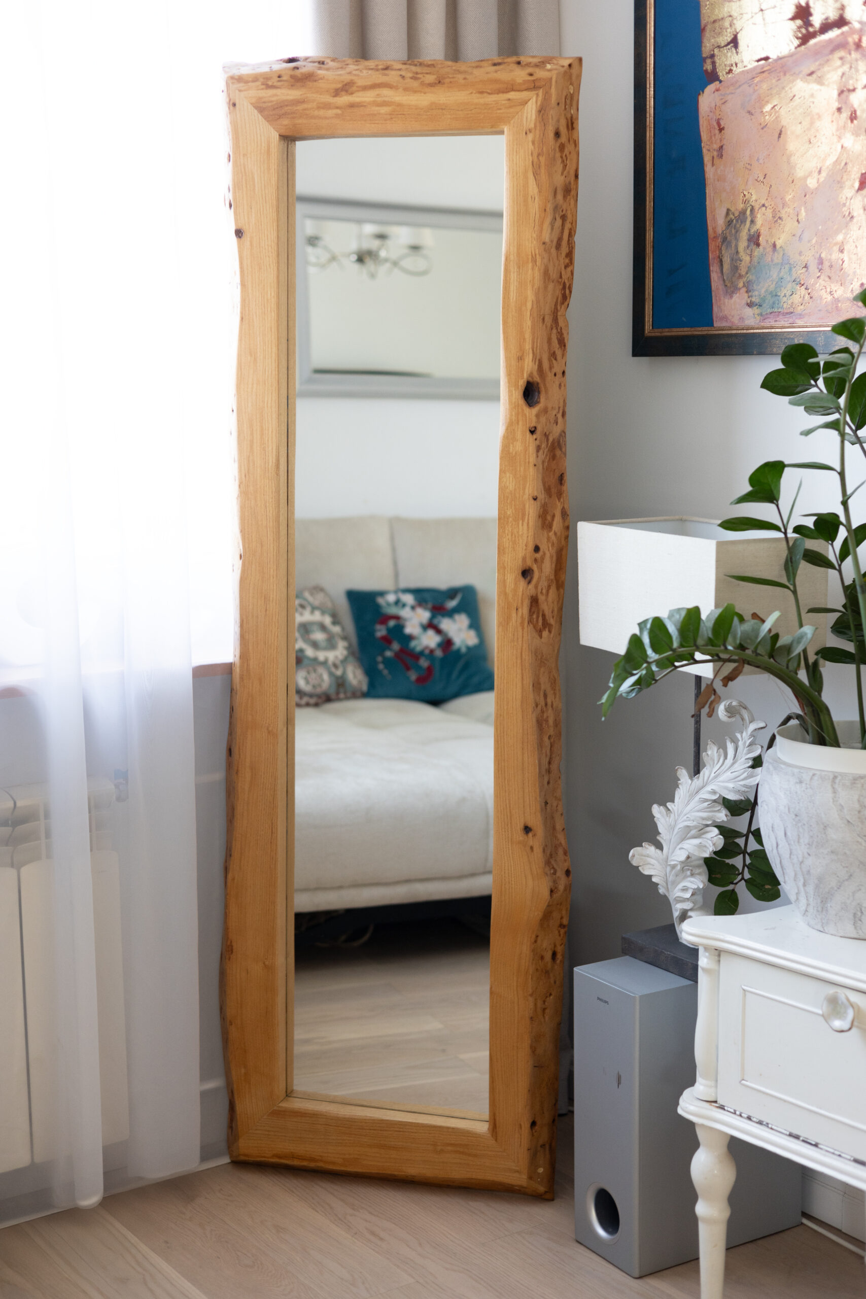 Lustro z litego jesionu – unikatowe, ręcznie wykonane, premium